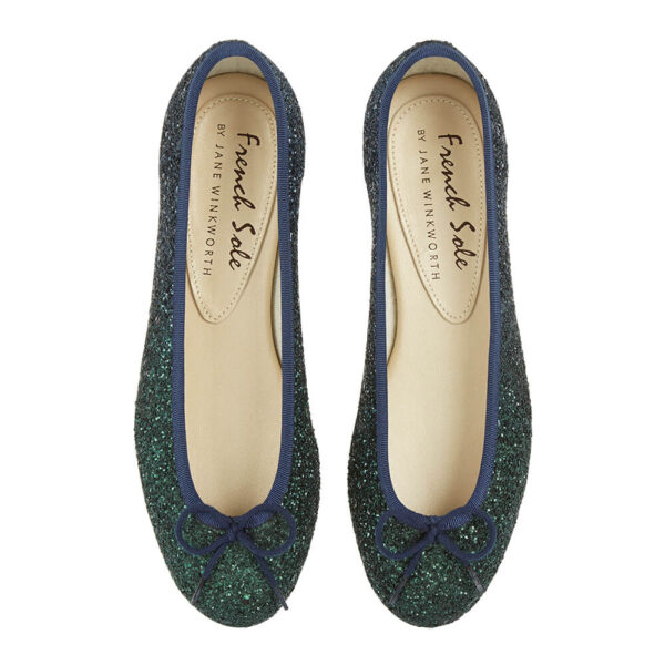 french sole Henrietta Green Navy Large Glitter (HE1121)