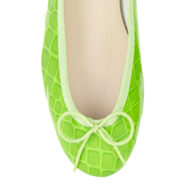 French Sole Henrietta Lime Green Patent Crocodile (HE1052)