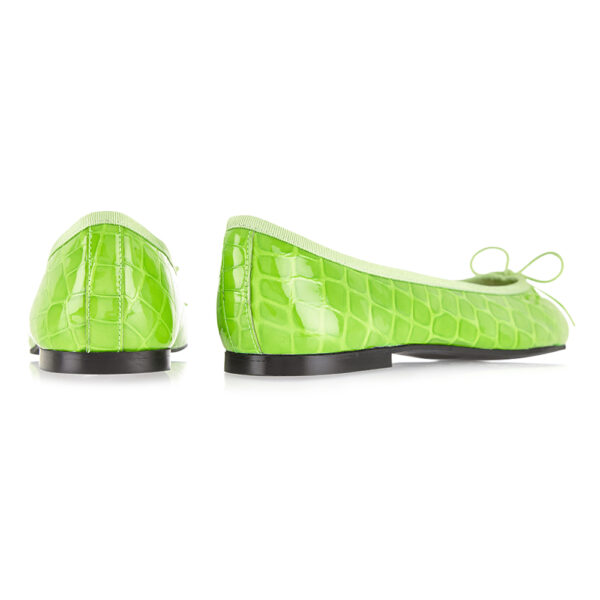 French Sole Henrietta Lime Green Patent Crocodile (HE1052)