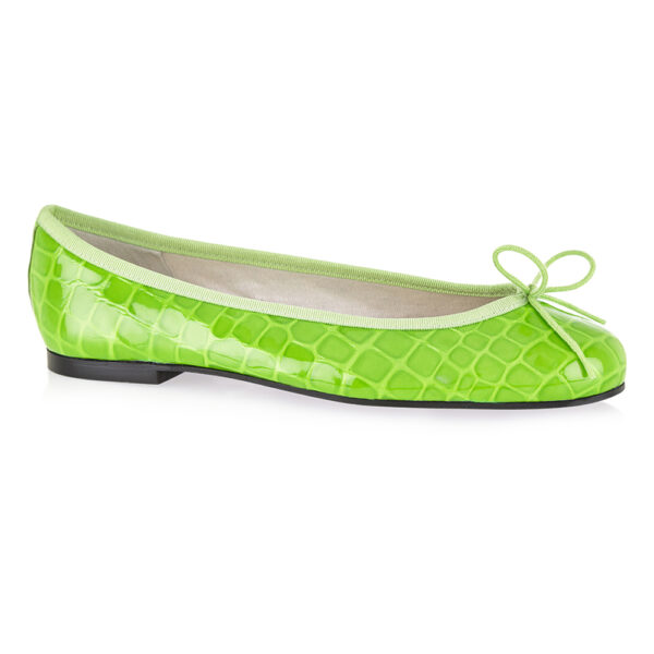 French Sole Henrietta Lime Green Patent Crocodile (HE1052)