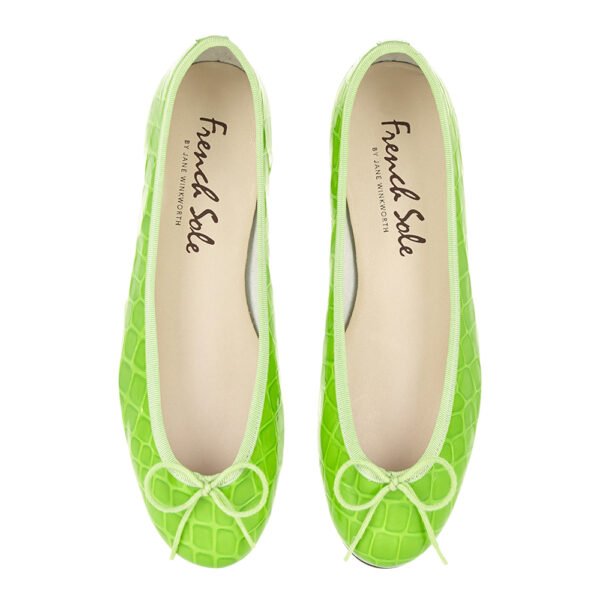 french sole Henrietta Lime Green Patent Crocodile (HE1052)
