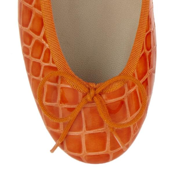 French Sole Henrietta Orange Patent Crocodile (HE884)
