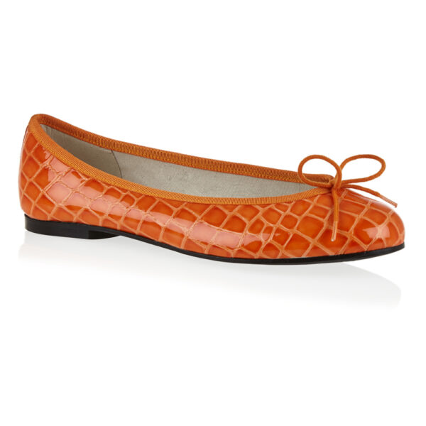 French Sole Henrietta Orange Patent Crocodile (HE884)