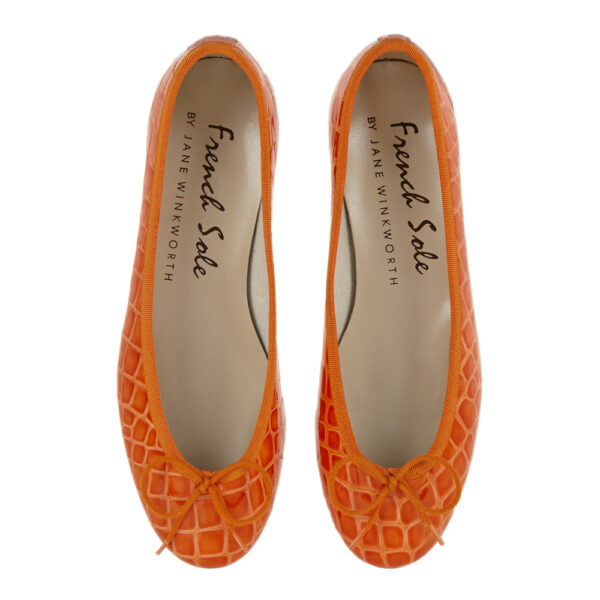french sole Henrietta Orange Patent Crocodile (HE884)