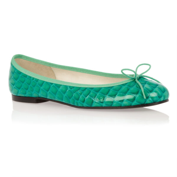 French Sole Henrietta Turquoise Patent Crocodile (HE571)
