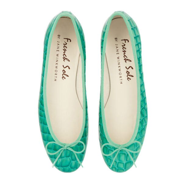 french sole Henrietta Turquoise Patent Crocodile (HE571)