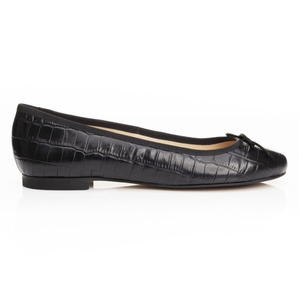 French Sole Lola Black Matte Crocodile Leather (LOL24)