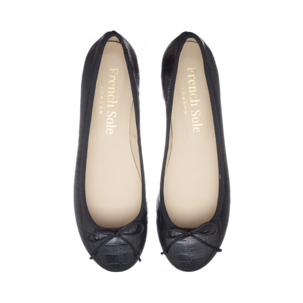 french sole Lola Black Matte Crocodile Leather (LOL24)