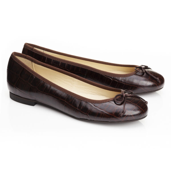 French Sole Lola Brown Matte Crocodile Leather (LOL32)