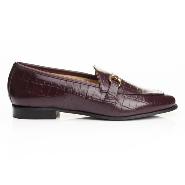 French Sole Marion Burgundy Crocodile Leather (MRN02)