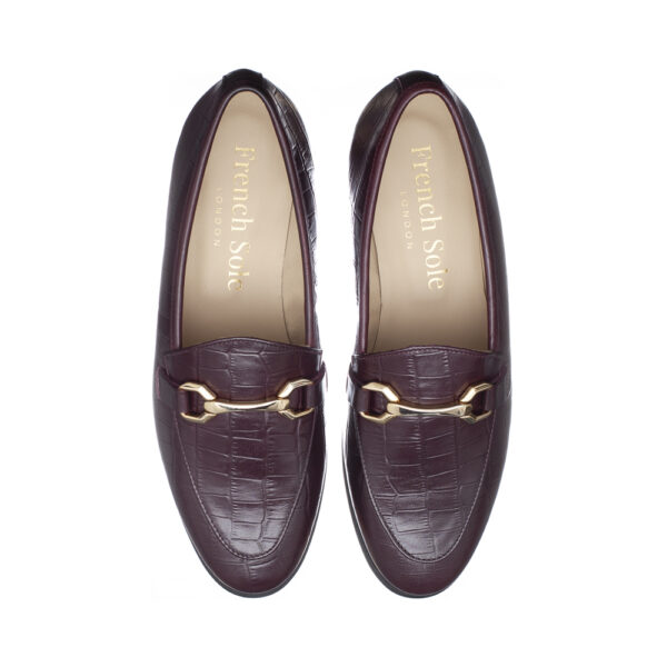 french sole Marion Burgundy Crocodile Leather (MRN02)