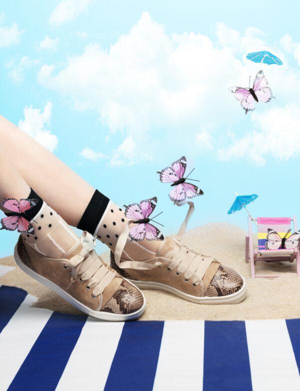 French Sole Moocher Beige Suede Leather With Beige Snake (MCH309)