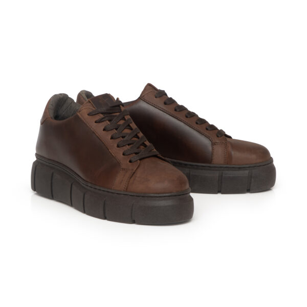 French Sole Moocher In Brown Leather/Platform Sole (MCH115)