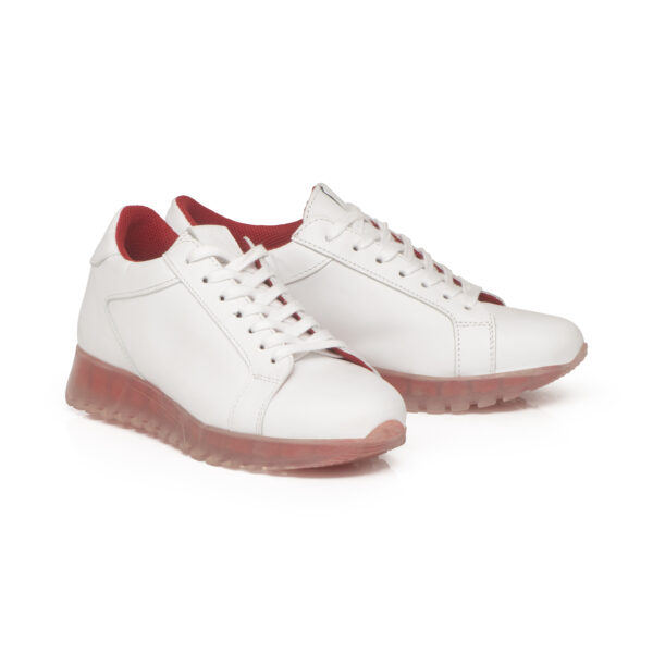 French Sole Moocher In White Leather/Sporty Sole (MCH114)