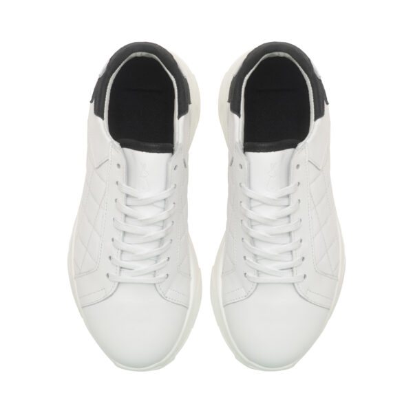 french sole Moocher in White Quilted Leather with Black Details (MCH113)