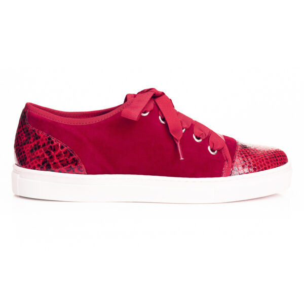 French Sole Moocher Red Suede Leather With Red Snake (MCH308)