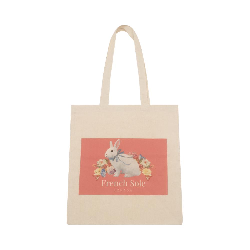 french sole Tote Bag in Cream with Bunny FS Logo (TOTE01)
