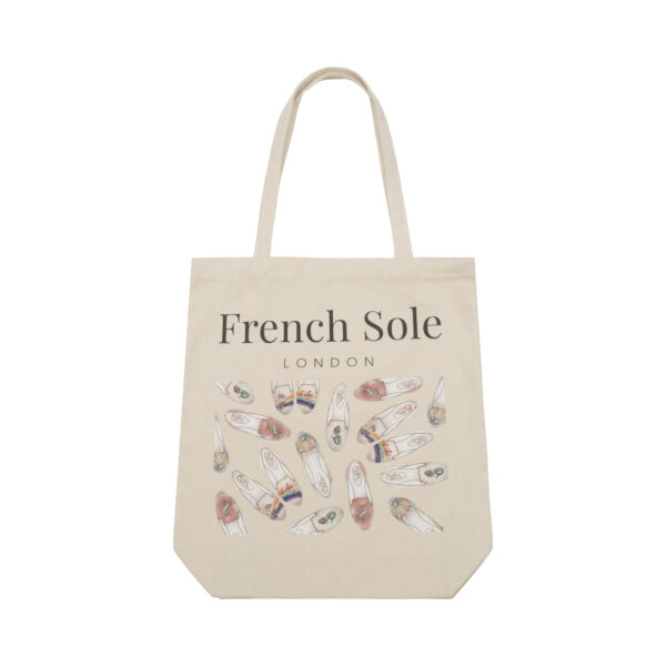 french sole Tote Bag in Cream with Shoe Illustration FS Logo (TOTE02)