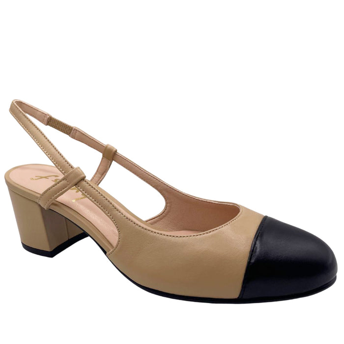 French Sole Fs Ny Baton - Camel Black Leather