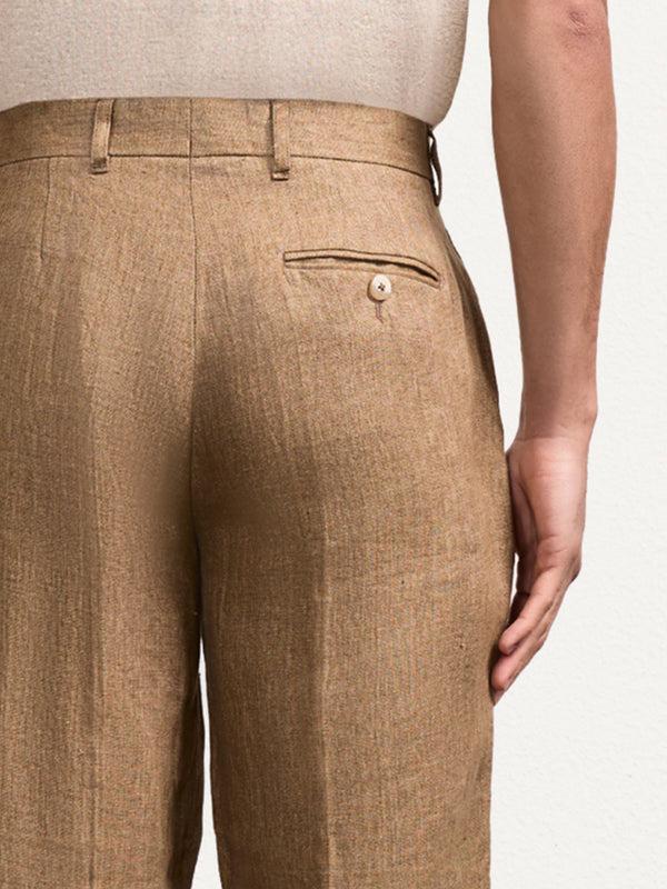 Frescobol Carioca AFFONSO LINEN TROUSERS Light Brown