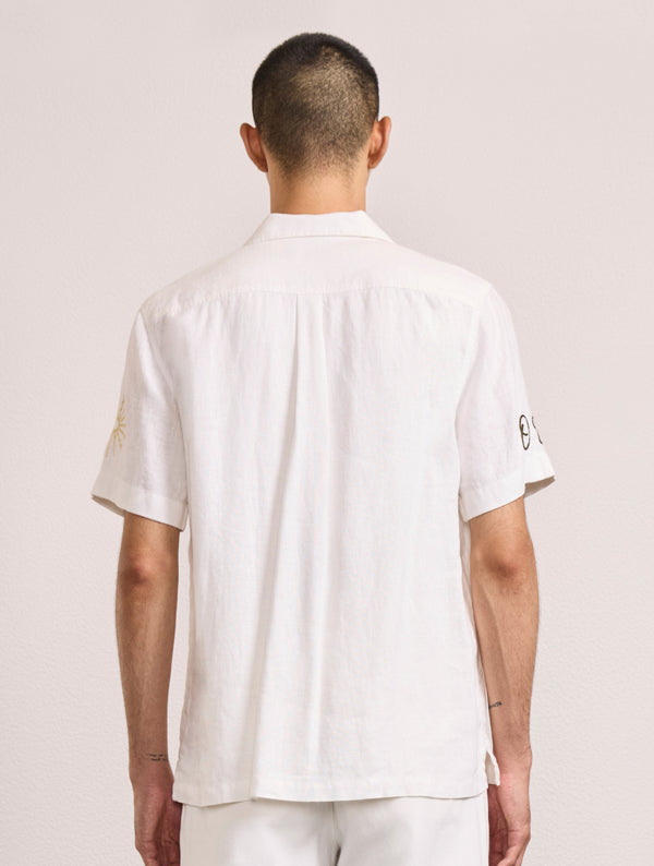 Frescobol Carioca ALVES EMBROIDERED LINEN SHIRT White