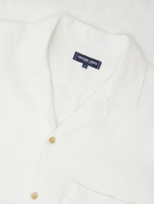 frescobol carioca ALVES EMBROIDERED LINEN SHIRT White