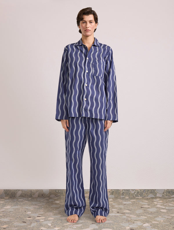 Frescobol Carioca AMARO COTTON PYJAMA SHIRT Midnight-Blue