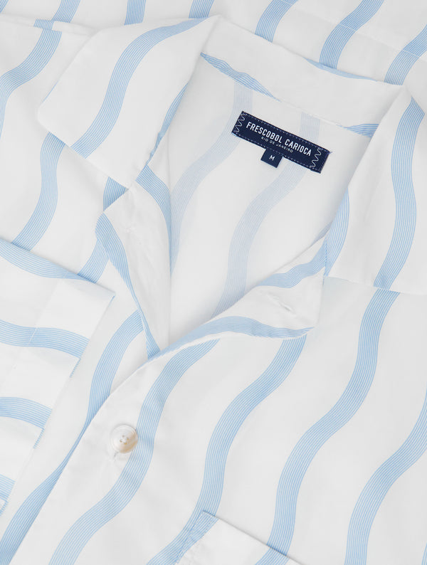 frescobol carioca AMARO COTTON PYJAMA SHIRT White & Baby-Blue