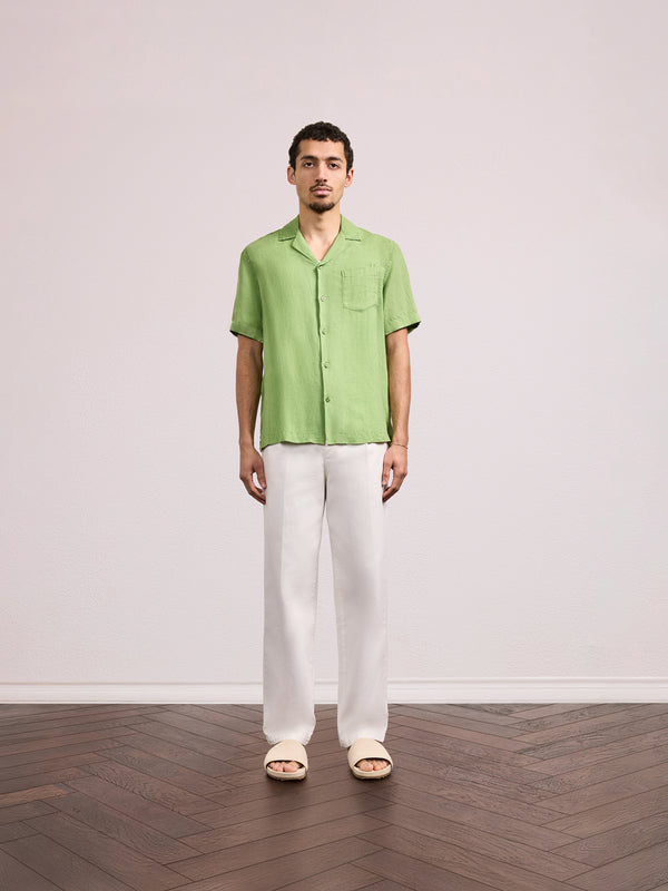 Frescobol Carioca ANGELO LINEN SHIRT Parakeet Green