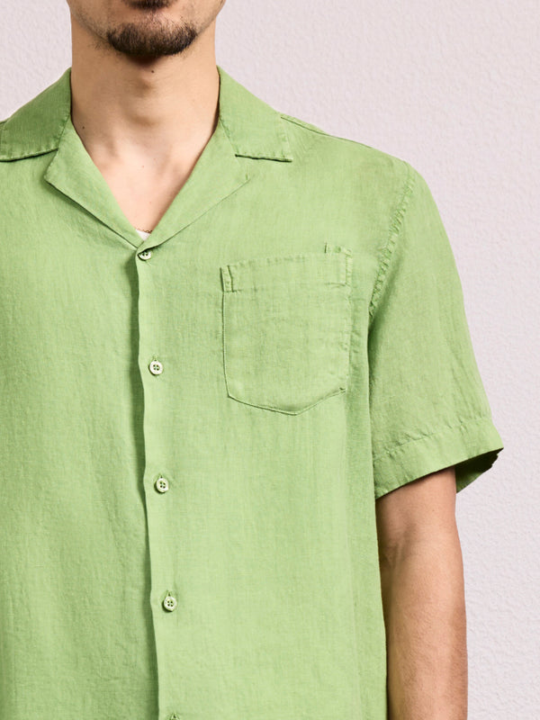 Frescobol Carioca ANGELO LINEN SHIRT Parakeet Green