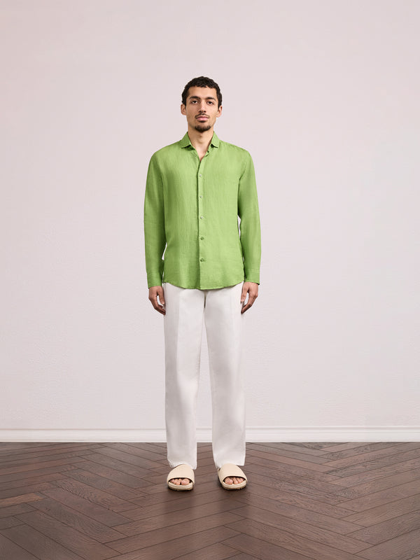 Frescobol Carioca ANTONIO LINEN SHIRT Parakeet Green