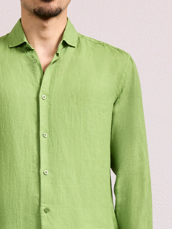 Frescobol Carioca ANTONIO LINEN SHIRT Parakeet Green
