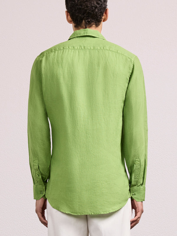 Frescobol Carioca ANTONIO LINEN SHIRT Parakeet Green