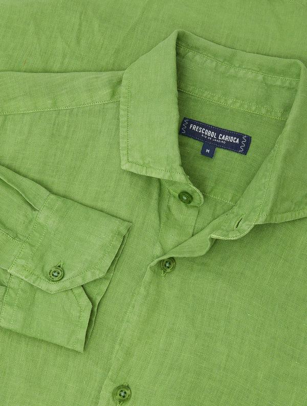 frescobol carioca ANTONIO LINEN SHIRT Parakeet Green