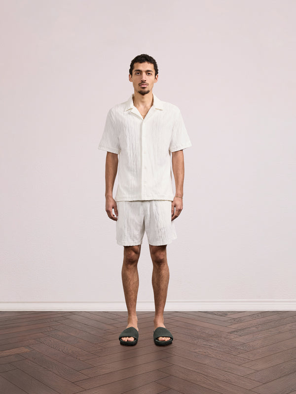 Frescobol Carioca AUGUSTO COTTON-BLEND SHORTS Ivory