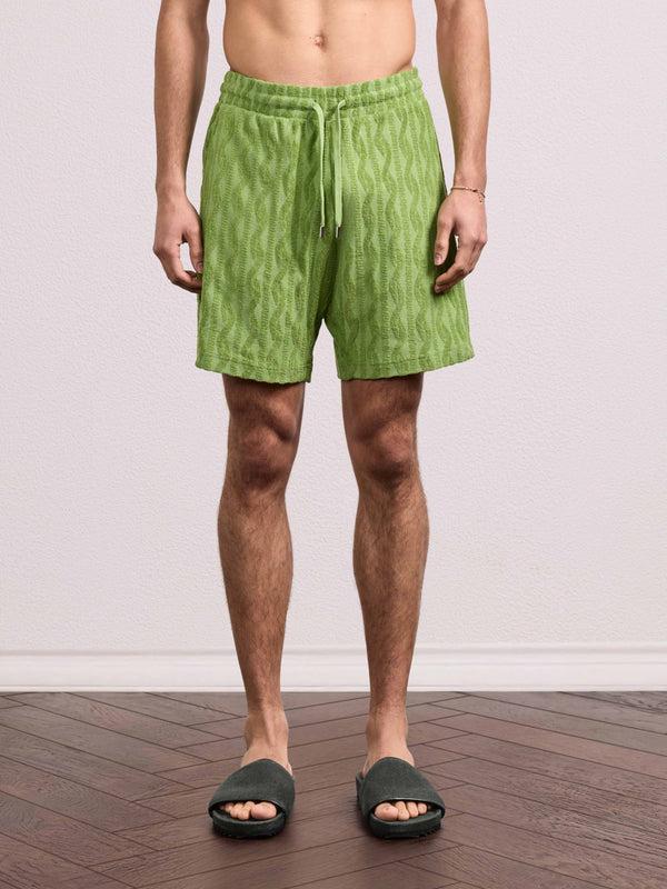 Frescobol Carioca AUGUSTO COTTON-BLEND SHORTS Parakeet Green