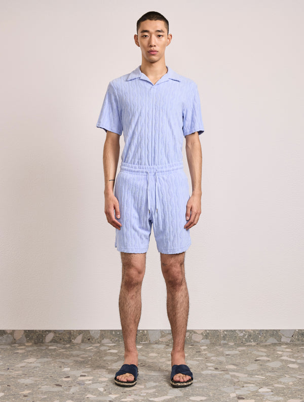 Frescobol Carioca AUGUSTO TERRY COTTON SHORTS Chambray Blue