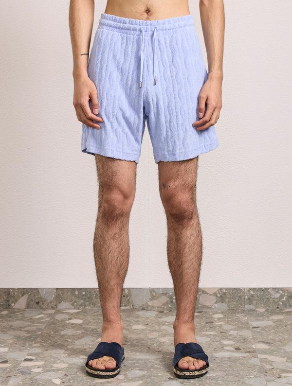 Frescobol Carioca AUGUSTO TERRY COTTON SHORTS Chambray Blue