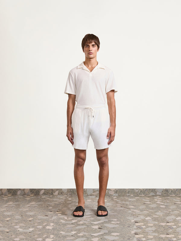 Frescobol Carioca AUGUSTO TERRY COTTON SHORTS Ivory