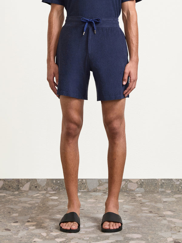 Frescobol Carioca AUGUSTO TERRY COTTON SHORTS Navy-Blue