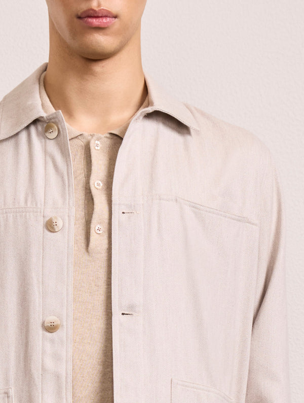 Frescobol Carioca BELFORD COTTON-CASHMERE JACKET Stone Beige