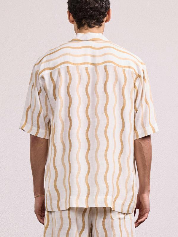 Frescobol Carioca CASSIO LINEN-VISCOSE SHIRT Ivory & Almond