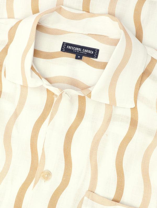 frescobol carioca CASSIO LINEN-VISCOSE SHIRT Ivory & Almond