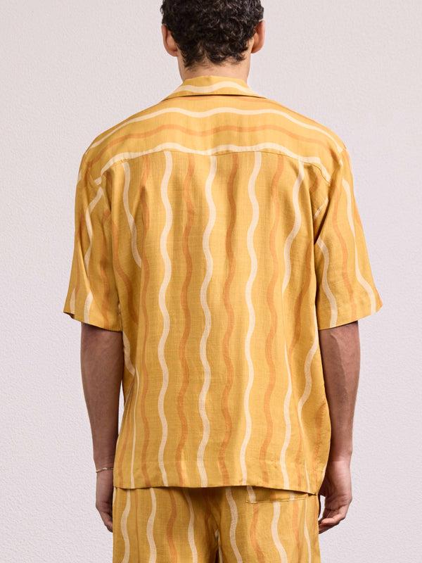 Frescobol Carioca CASSIO LINEN-VISCOSE SHIRT Tuscan Sun & Mandarin Orange