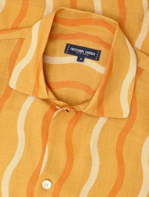 frescobol carioca CASSIO LINEN-VISCOSE SHIRT Tuscan Sun & Mandarin Orange