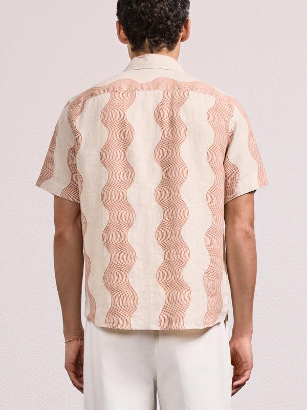 Frescobol Carioca CASTRO LINEN SHIRT Ecru & Coral Rose