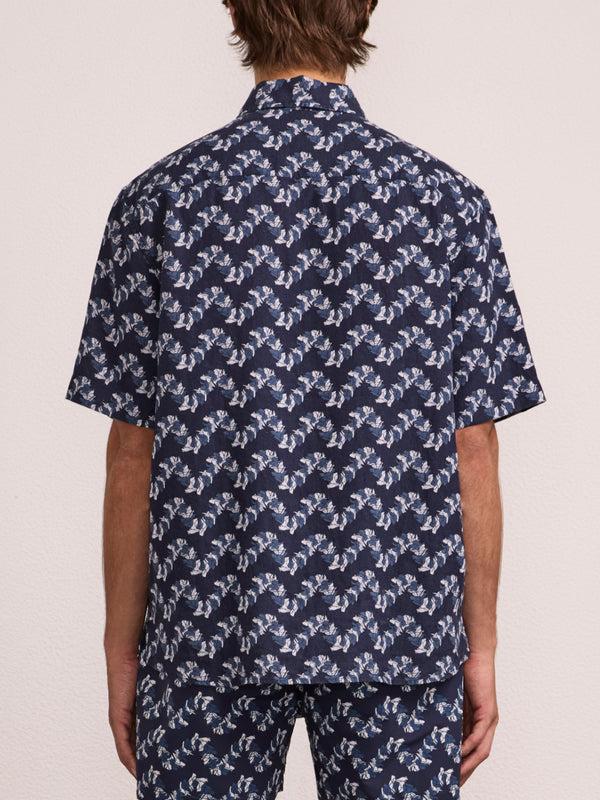 Frescobol Carioca CASTRO LINEN SHIRT Navy Marine Blue FS