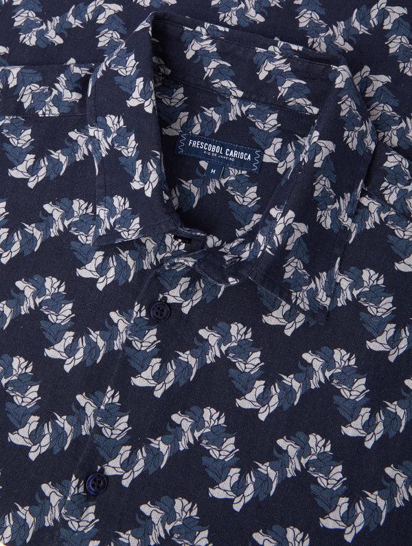 frescobol carioca CASTRO LINEN SHIRT Navy Marine Blue FS