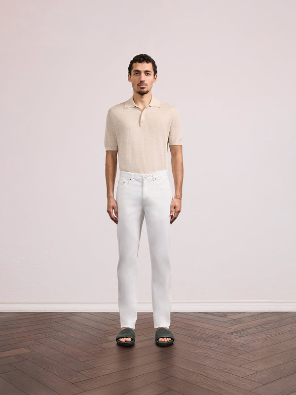 Frescobol Carioca COLUMBO COTTON TWILL TROUSERS Ivory