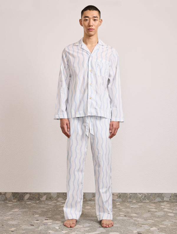 Frescobol Carioca DELFINO COTTON PYJAMA TROUSER White & Baby-Blue